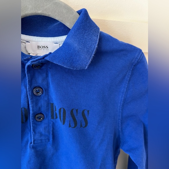 Hugo Boss Boys Blue Collar Cotton Long Sleeve Shirt‎ Size 4 - Picture 5 of 12